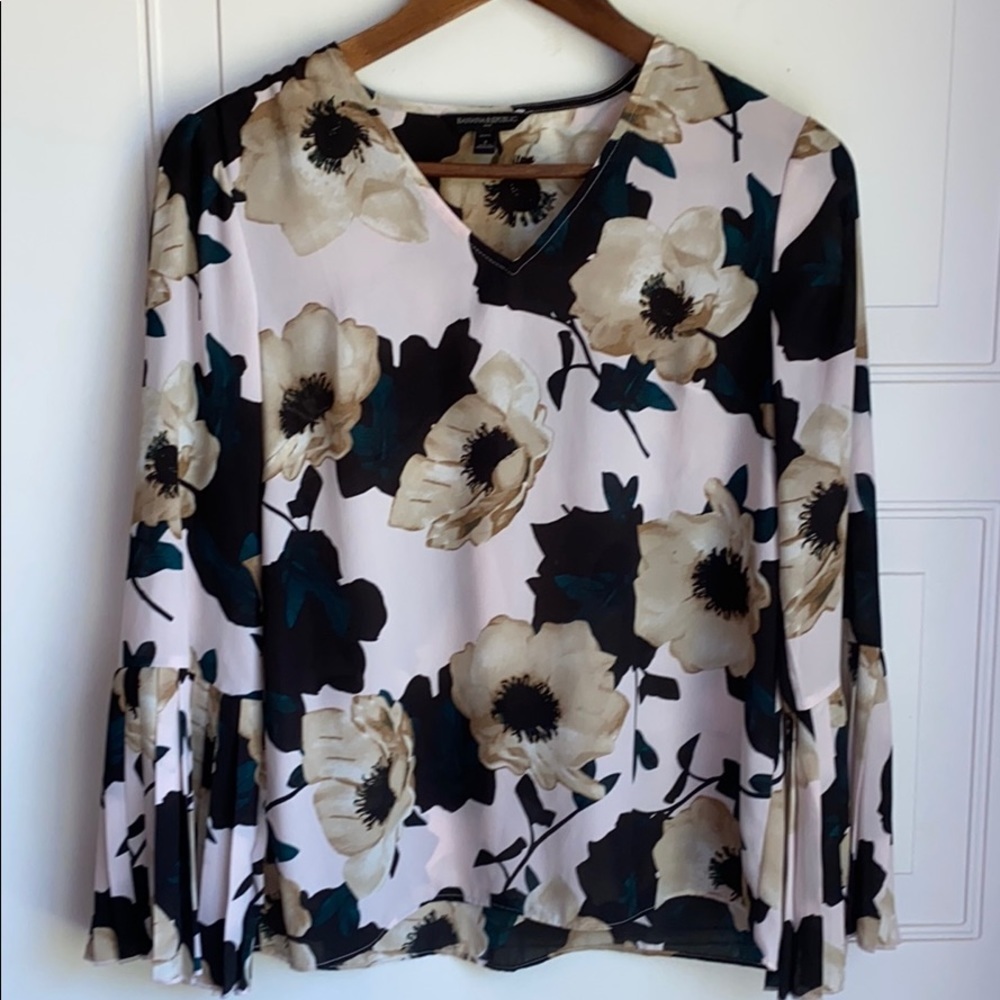 Banana Republic Floral Pleated Bell Sleeve Top PS